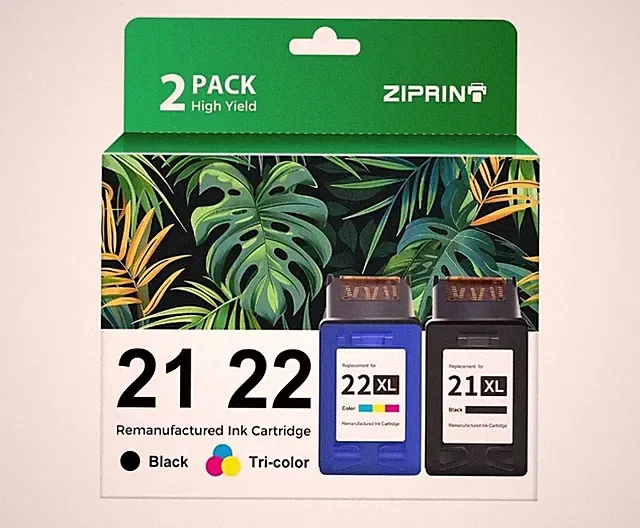 2 Pack Ink Cartridge Replacement/Compatible for HP 21XL 22XL for HP Deskjet