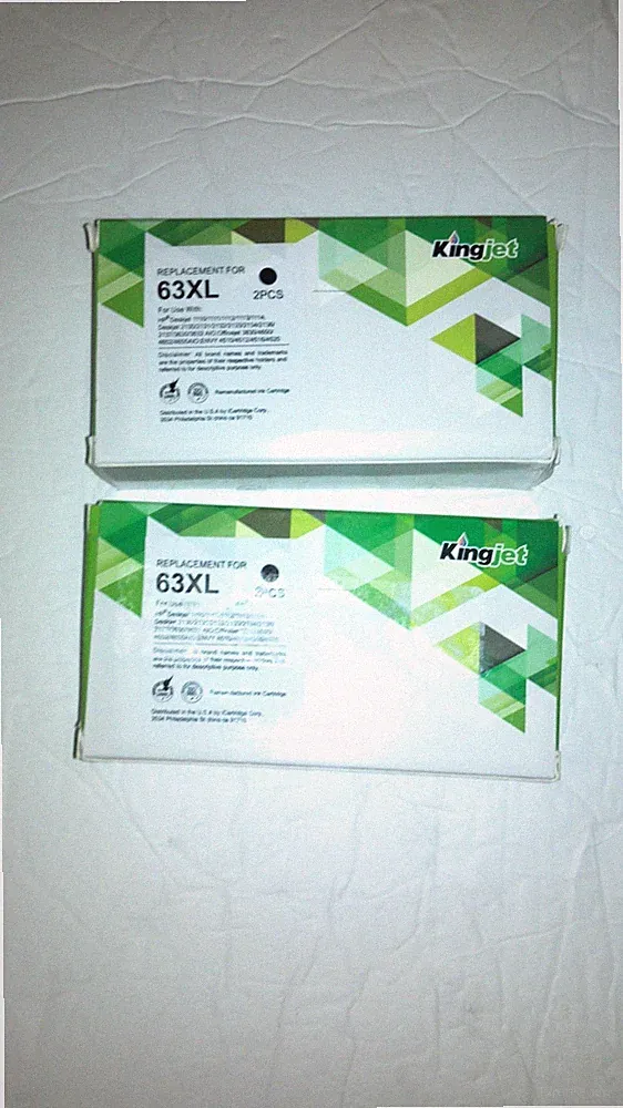 2X 63 XL BLK Ink Printer Cartridge For HP Deskjet 1110, 1111, 2130, ENVY 4510...