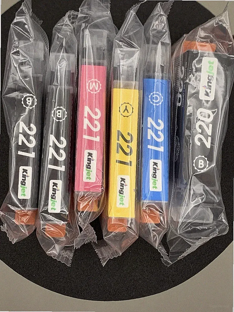 Kingjet Ink Replacement Cartridges 220 221-Black Black Magenta Yellow Cyan New
