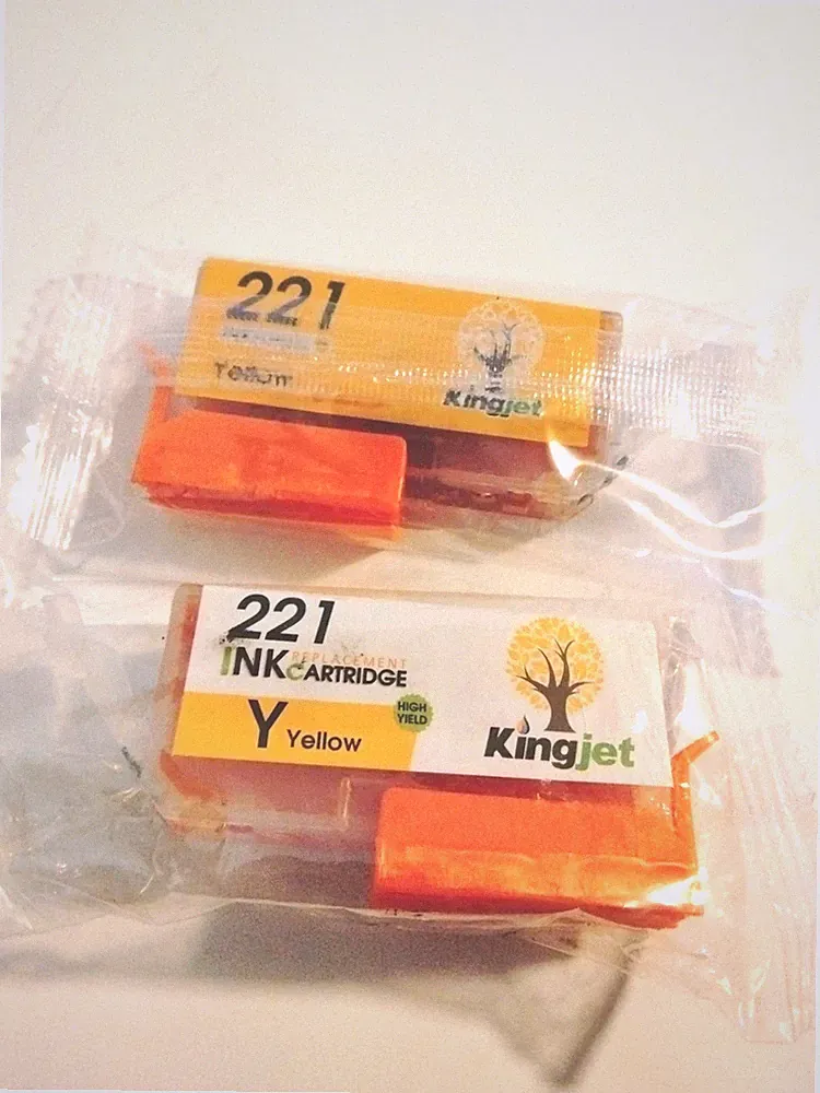 Set Of 2 Kingjet 221 Ink for Canon Pixma Printers, Yellow Cartridges